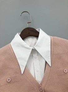 1 chiếc Cổ áo nhọn phóng đại dành cho nữ, Cổ áo giả có thể tháo rời - trắng - Xem 3
