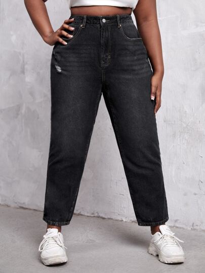 Mom Crop Jeans mit hoher Taille