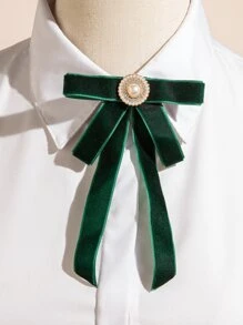 人造珍珠裝飾領結 - 綠色 - 查看 1