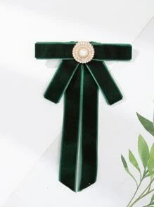 人造珍珠裝飾領結 - 綠色 - 查看 2