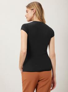 MOTF PREMIUM WOOL MIX RIBBED KNIT TOP - Black - View 2