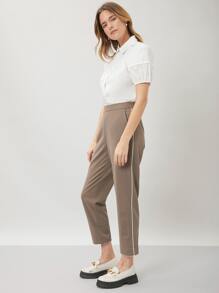 SHEIN EZwear Pantalones rectos viscosa - Marrón Mocha - Ver 4