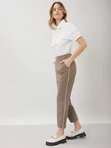 SHEIN EZwear Pantalones rectos viscosa - Marrón Mocha - Ver 7