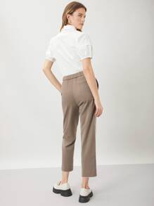 SHEIN EZwear Pantalones rectos viscosa - Marrón Mocha - Ver 8