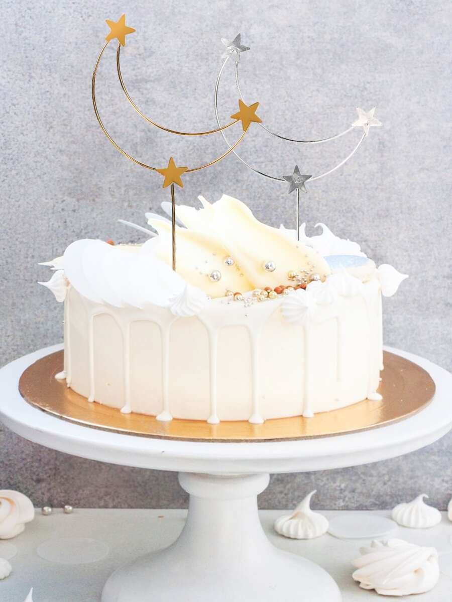 2入組月亮形狀蛋糕裝飾