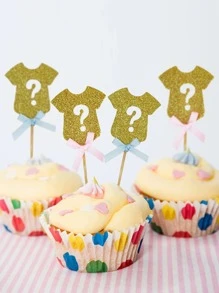 12pcs Clothes Shaped Cake Topper - Gold - View 1