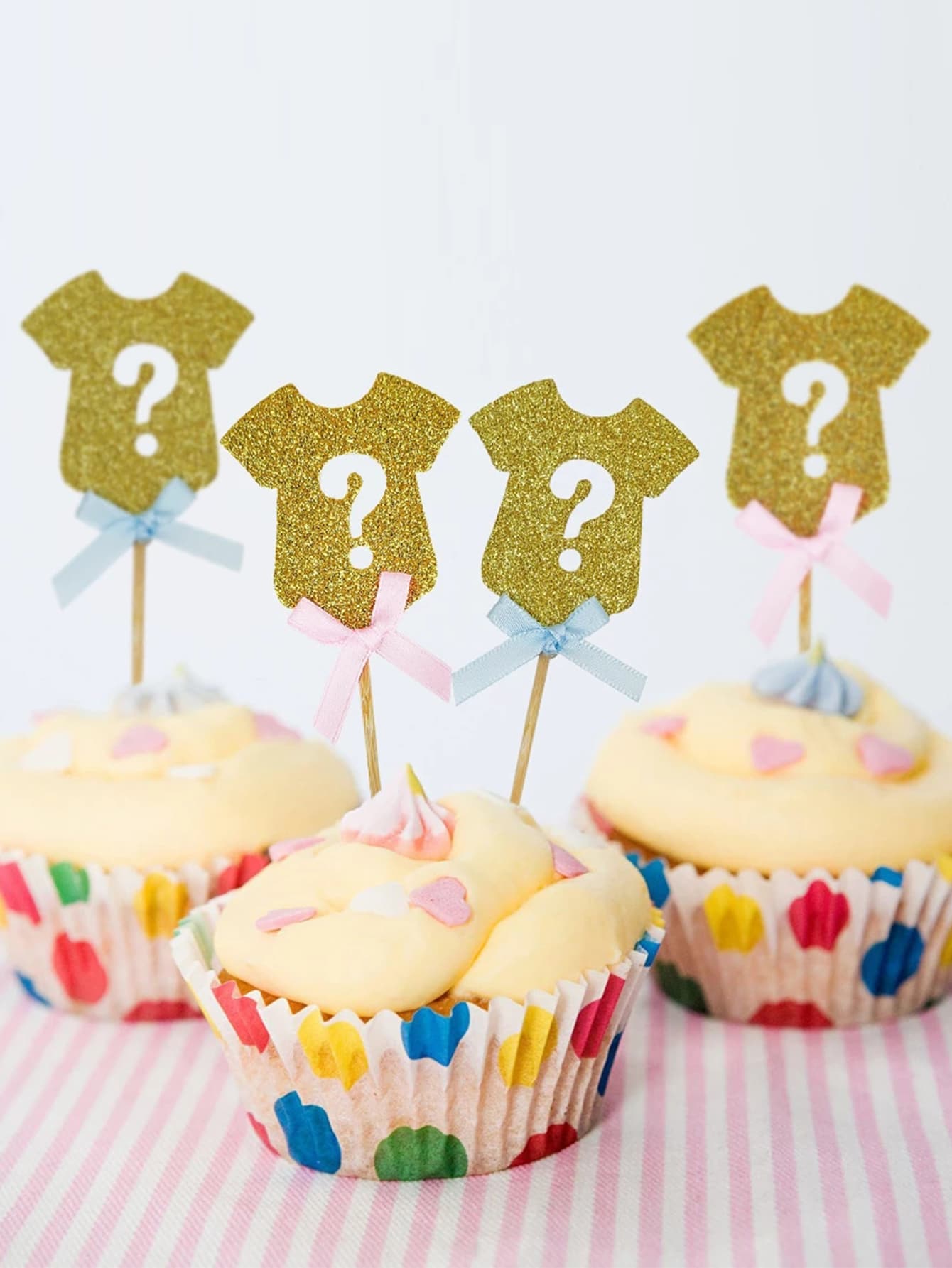 12pcs Clothes Shaped Cake Topper - Gold - View 1