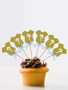 12pcs Clothes Shaped Cake Topper - Gold - View 3