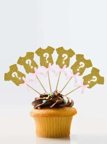 12pcs Clothes Shaped Cake Topper - Gold - View 4