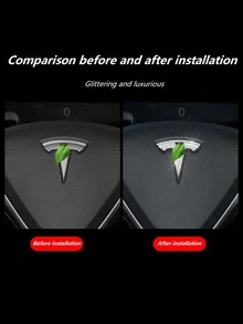 Car Steering Wheel Logo Decoration Compatible With Tesla - White - View 3