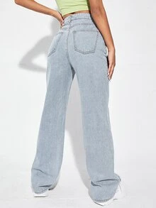 High Waist Wide Leg Jeans - Light Wash - View 2