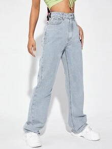 High Waist Wide Leg Jeans - Light Wash - View 3