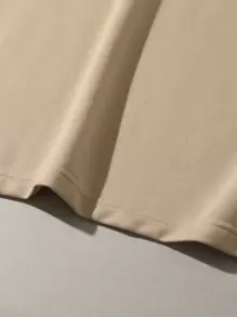 Claim Dot Men T-Shirts Baggy Mock Neck Drop Shoulder Short Sleeve Basic Tee Casual Simple Summer Knit Top - Apricot - View 4