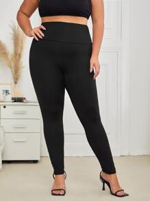 SHEIN LUNE 加宽腰部纯色紧身裤