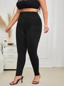 SHEIN LUNE 加宽腰部纯色紧身裤