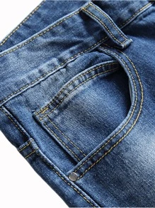 Men Ripped Straight Leg Jeans - Medium Wash - View 4