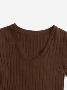 SHEIN EZwear Große Größen Lässig Braun Bodysuit für Sommer