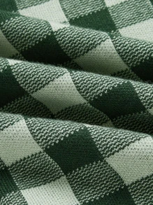 SHEIN MOD Plus Gingham Pattern Split Hem Knit Skirt - Multicolor - View 4