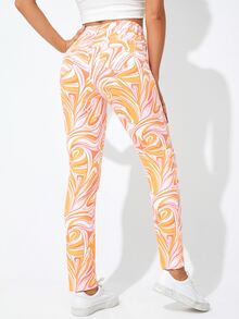 Jeans de talle alto con estampado de mármol - Multicolor - Ver 2