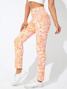 Jeans de talle alto con estampado de mármol - Multicolor - Ver 4