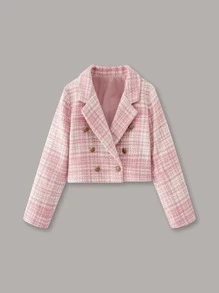 Niñas Abrigo de cuadros con botones corto - Multicolor - Ver 1