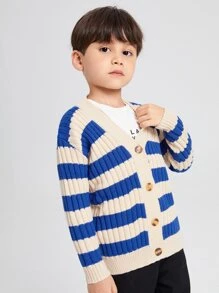 SHEIN Toddler Boys Colourblock Drop Shoulder Cardigan - Multicolor - View 5
