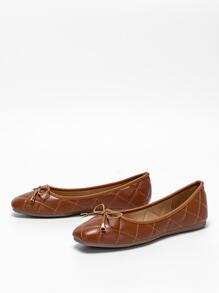 2025 Autumn Women's Elegant Brown Butterfly Decorated Square Toe Slip-On Ballet Flats With Bow Tie Valentines - Brown - View 2