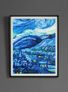 1張藍色小鎮風景防水防曬無框畫 - 彩色 - 查看 1