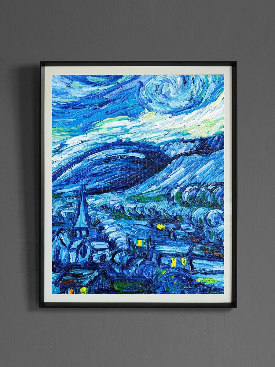 1張藍色小鎮風景防水防曬無框畫 - 彩色 - 查看 1