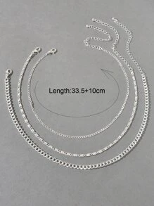 3pcs Minimalist Chain Necklace - Silver - View 2