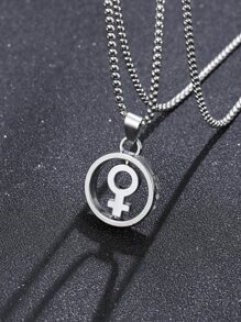 時尚流行男士幾何吊墜項鍊合金，適合珠寶禮物和時尚外觀 - 銀色 - 查看 1