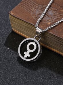 時尚流行男士幾何吊墜項鍊合金，適合珠寶禮物和時尚外觀 - 銀色 - 查看 2