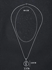 時尚流行男士幾何吊墜項鍊合金，適合珠寶禮物和時尚外觀 - 銀色 - 查看 3