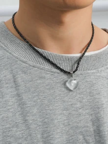 男士愛心掛飾項鍊 - 彩色 - 查看 2