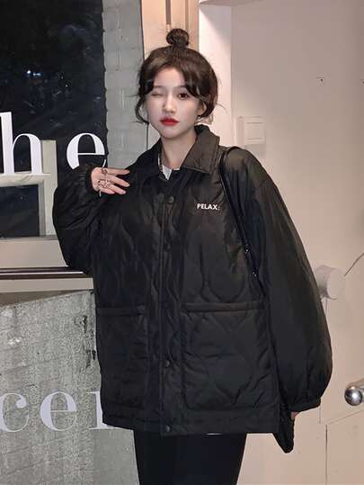 Honeyspot キルティングコート 文字刺繡 ドロップショルダー