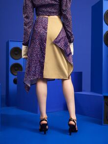 Felicis Allover Print Asymmetric Hem Spliced Skirt - Multicolor - View 2