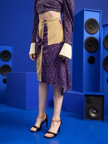 Felicis Allover Print Asymmetric Hem Spliced Skirt - Multicolor - View 5