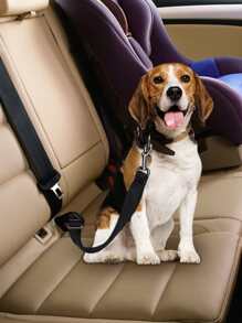 1入組黑色可伸縮寵物汽車安全帶