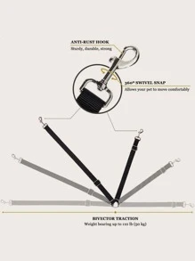 1入組黑色可伸縮寵物汽車安全帶