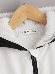 SHEIN Jassen jongens Túi Dây kéo Khối Màu Giải trí - Đen và trắng - Xem 3