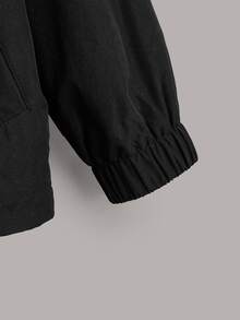 SHEIN Jassen jongens Túi Dây kéo Khối Màu Giải trí - Đen và trắng - Xem 4