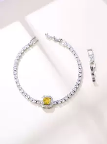 幾何方晶鋯石裝飾手環 - 彩色 - 查看 1