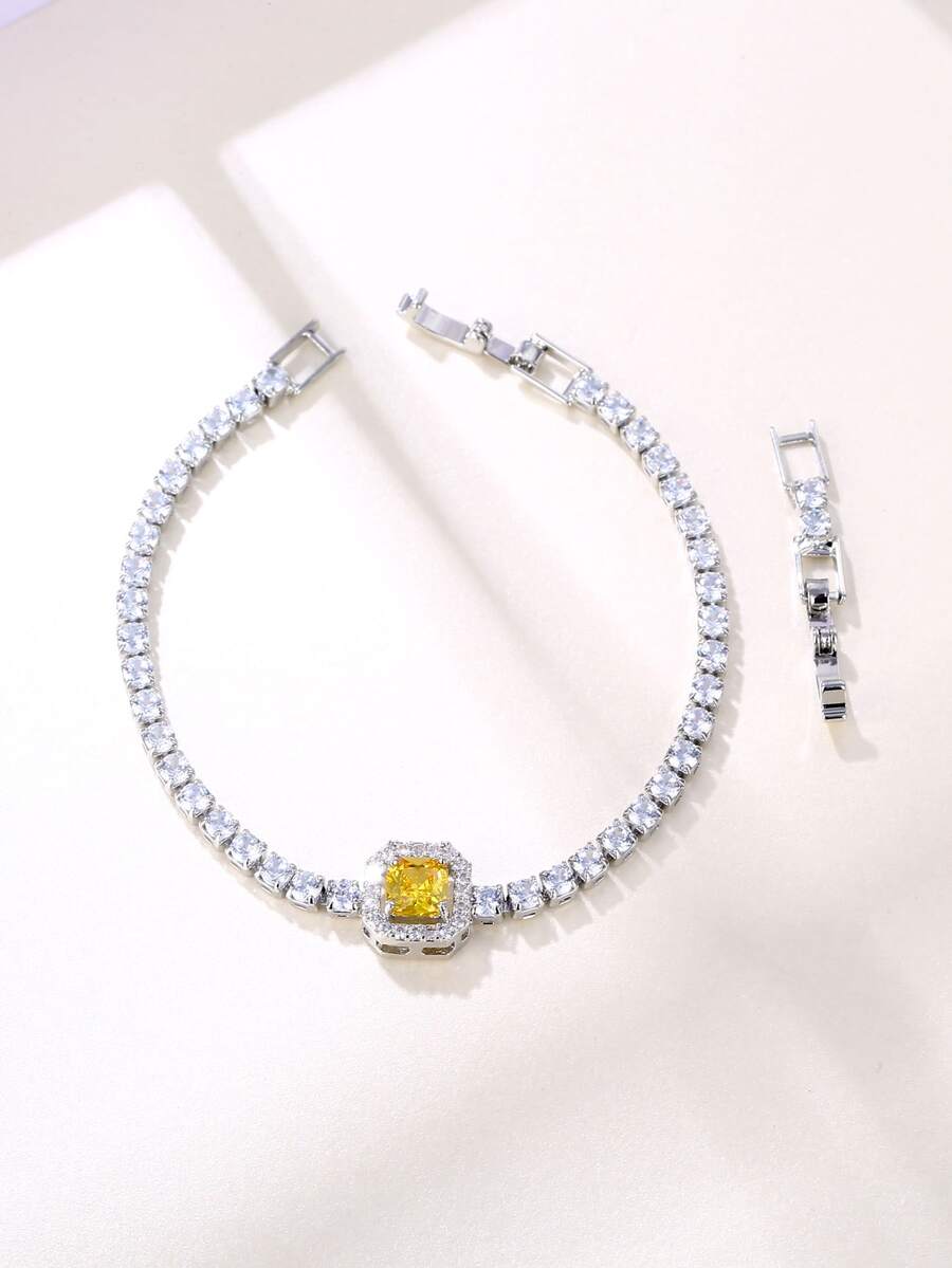 幾何方晶鋯石裝飾手環 - 彩色 - 查看 1