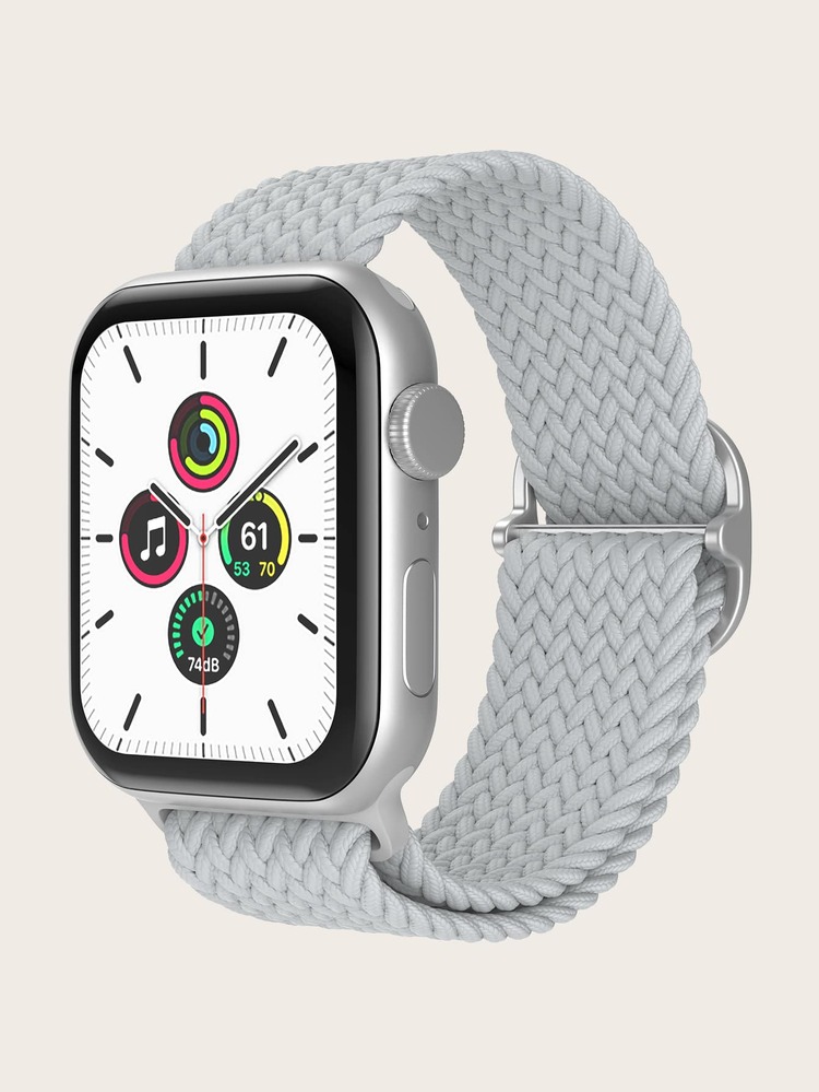 Correa de reloj compatible con Apple Watch tejida nailon - Gris Claro - Añade 1