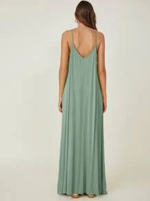 SHEIN BASICS Đầm Túi màu trơn Giải trí - Màu xanh Bạc hà - Xem 2