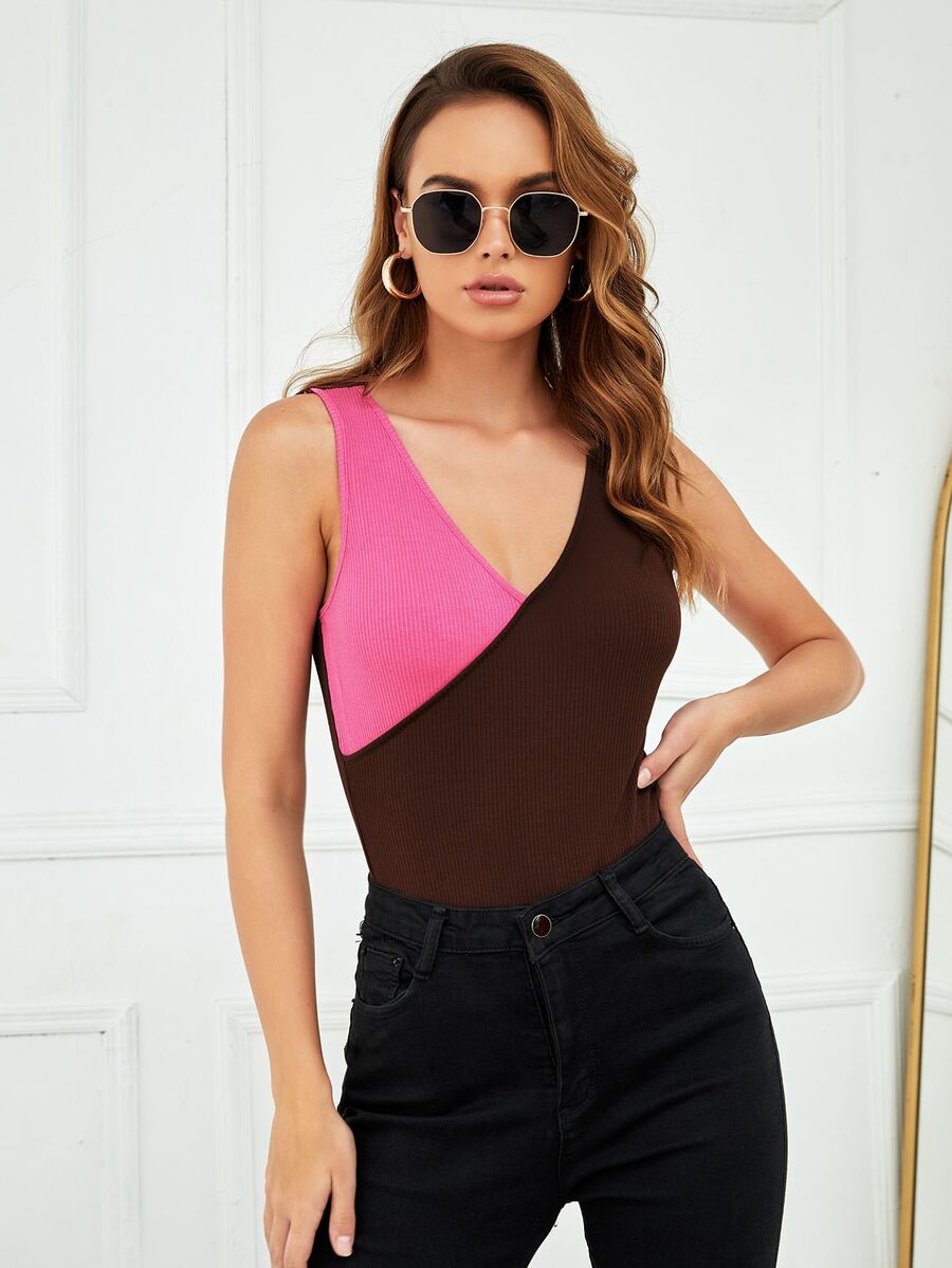 Norah Buhairi Top tank tejido de canalé de color combinado - Multicolor - Ver 1