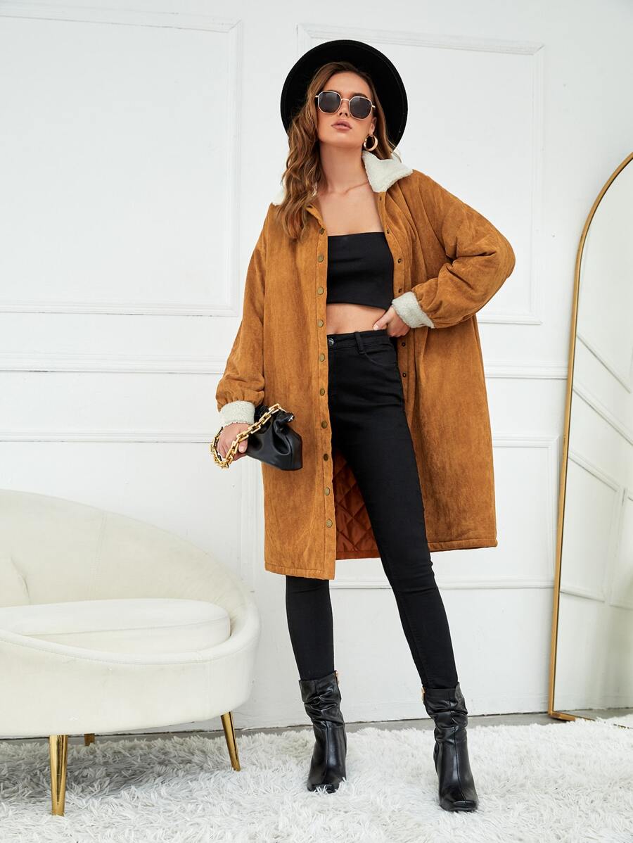 Omoni Abrigo teddy panel de hombros caídos - Amarillo Mostaza - Ver 1