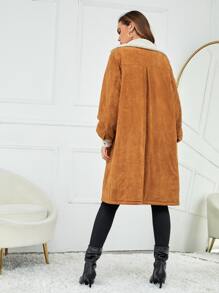 Omoni Abrigo teddy panel de hombros caídos - Amarillo Mostaza - Ver 2