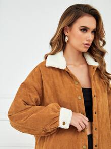 Omoni Abrigo teddy panel de hombros caídos - Amarillo Mostaza - Ver 3