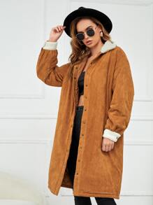 Omoni Abrigo teddy panel de hombros caídos - Amarillo Mostaza - Ver 4